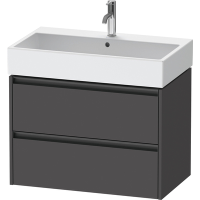 Duravit Ketho 2 wastafelonderbouwkast met 2 laden 78.4x46x54.9cm met grepen antraciet grafiet mat