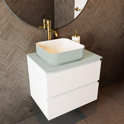 Mondiaz TOP 46 Topblad - 40x46x0.9cm - geschikt voor afdekplaat - Solid surface - Greey