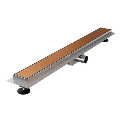 Brauer Douchegoot - 70x7.5cm - vloerflens - tegelinlegrooster omkeerbaar - RVS - geborsteld koper