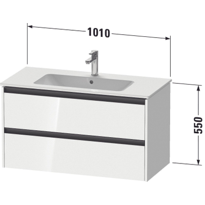 Duravit Ketho 2 wastafelonderbouwkast met 2 laden 101x48x55cm met grepen antraciet basalt mat