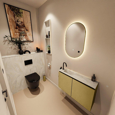 MONDIAZ TURE-DLUX 80cm toiletmeubel Oro. EDEN wastafel Ostra positie links. Met 1 kraangat.