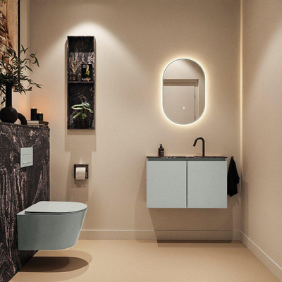 MONDIAZ TURE-DLUX 80cm toiletmeubel Greey. EDEN wastafel Lava positie midden. Met 1 kraangat.