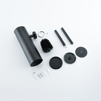 Fortifura Calvi toiletborstelhouder - gesloten model - wand - rond - mat zwart OUTLETSTORE