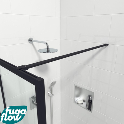 FugaFlow Efficiente Vetro inloopdouche badkamer - 110x200cm - windows frame buitenzijde - anti kalk - mat zwart