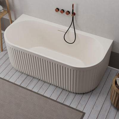 Ideavit ARCHTEC-B2W-CRM Back-To-Wall Bad - 170x80x63cm - Rock Texture - overloopgat - klikwaste - verstelbare poten - crème