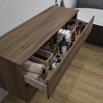 Adema Chaci Badkameronderkast - 140cm - 4 lades - greeploos - noten