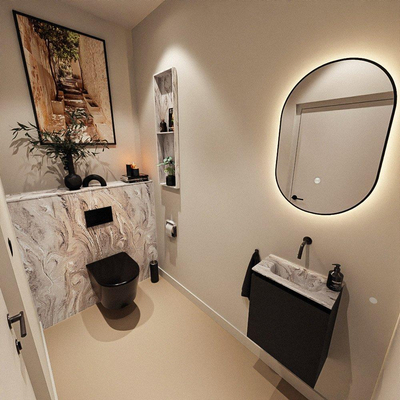 MONDIAZ TURE-DLUX 40cm toiletmeubel Urban. EDEN wastafel Glace positie midden. Zonder kraangat.