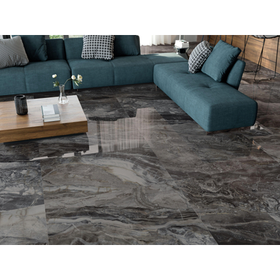 Cifre Ceramica Luxury wand- en vloertegel - 60x120cm - gerectificeerd - Natuursteen look - Dark gepolijst (zwart)