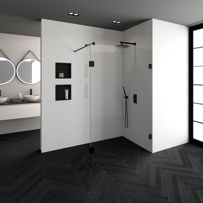 BRAUER Create Inloopdouche - 130x200cm - profielloos - 30cm - zijwand - antikalk - 8mm veiligheidsglas - antraciet mat