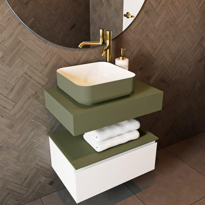 Mondiaz TOP 23 Topblad - 50x23.5x12cm - geschikt voor afdekplaat - Solid surface - Army