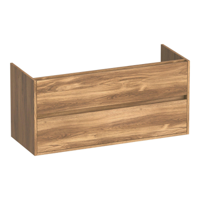 BRAUER Adore wastafelonderkast - 120x46x55cm - 2 softclose lades - greeploos - 2 sifon uitsparingen - Honey