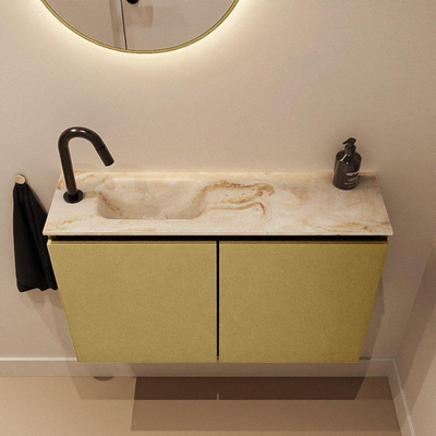 MONDIAZ TURE-DLUX 80cm toiletmeubel Oro. EDEN wastafel Frappe positie links. Met 1 kraangat.