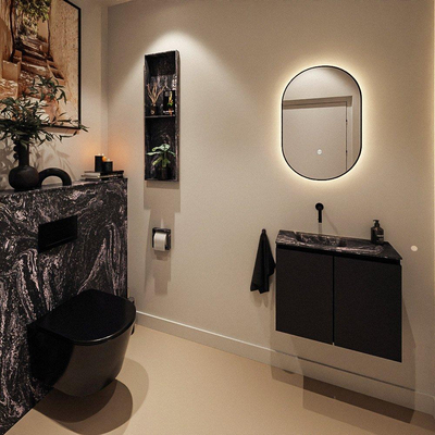 MONDIAZ TURE-DLUX 60cm toiletmeubel Urban. EDEN wastafel Lava positie links. Zonder kraangat.