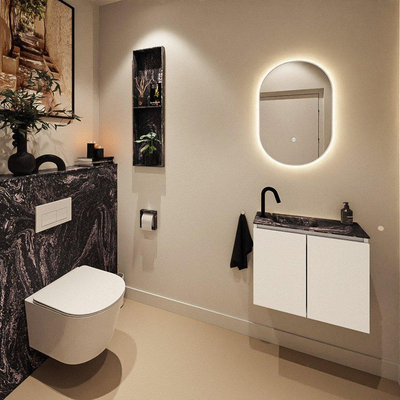 MONDIAZ TURE-DLUX 60cm toiletmeubel Talc. EDEN wastafel Lava positie links. Met 1 kraangat.
