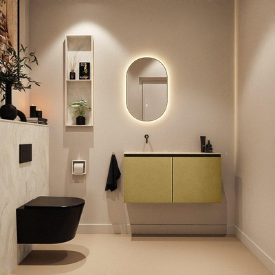 MONDIAZ TURE-DLUX 100cm toiletmeubel Oro. EDEN wastafel Ostra positie links. Zonder kraangat.