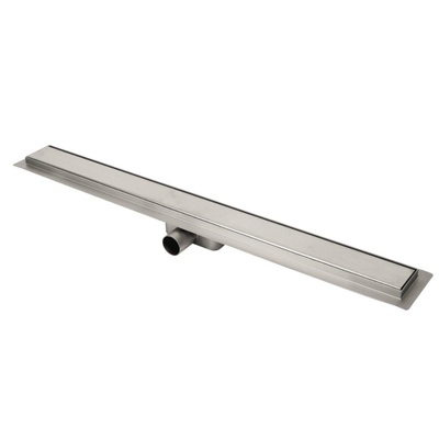 Sub Drain Floor douchegoot met zijuitlaat en standaard rooster 90 cm, geborsteld RVS - RE60DF0900FMFD40 - OUTLET UDEN