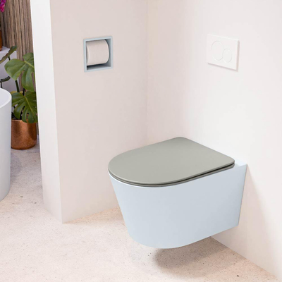 MONDIAZ LAVIE wandclosetpack - 36x53cm - diepspoel - rimless - clay (blauw) - softclose - quick-release - toiletzitting - Smoke (grijs)