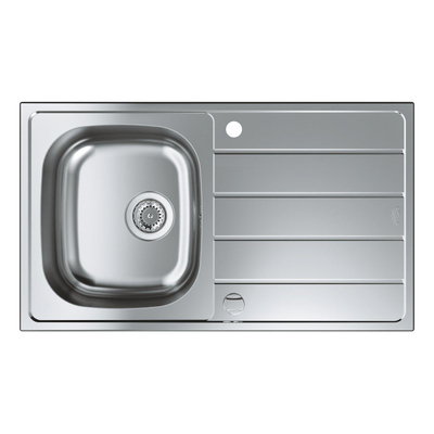 GROHE K200 spoelbak met afdruipgedeelte 860 x 500 mm 1 bak 350 x 400 x 160 mm omkeerbaar roestvrij staal kleur RealSteel