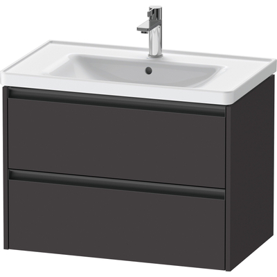 Duravit Ketho 2 wastafelonderbouwkast met 2 laden 78.4x45.5x54.9cm met grepen antraciet grafiet supermat