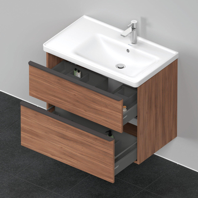 Duravit D-Neo wastafelonderkast 78.4x62.5x45.2cm 2 lades Noten Mat