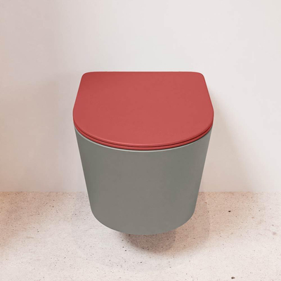 MONDIAZ LAVIE wandclosetpack - 36x53cm - diepspoel - rimless - Smoke (grijs) - softclose - quick-release - toiletzitting - Fire (rood)