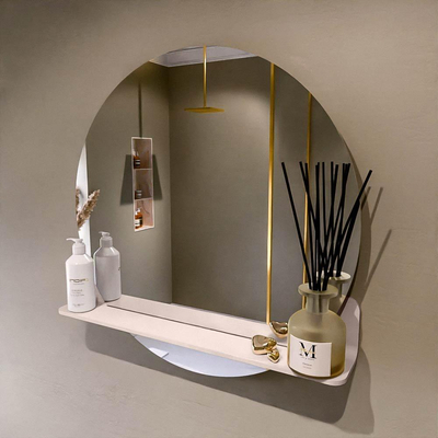 Mondiaz SPOT Badkamerspiegel - rond 70cm - spiegelplanchet - kleur Rosee