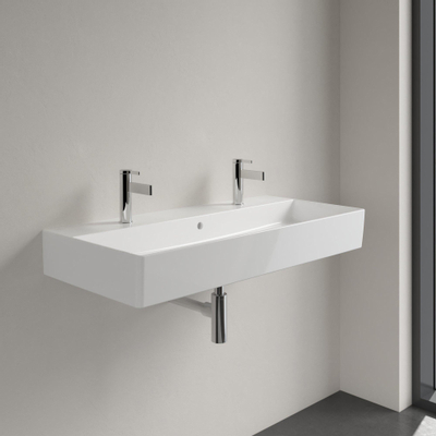 Villeroy & Boch Memento 2.0 wastafel onderzijde geslepen 100x47cm met overloop 2 kraangaten ceramic+ wit