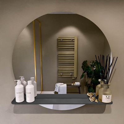 Mondiaz SPOT Badkamerspiegel - rond 80cm - spiegelplanchet - kleur Dark Grey