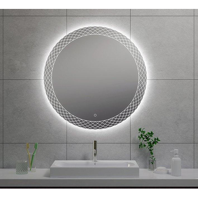 Wiesbaden Deco Badkamerspiegel rond 80cm met spiegelverwarming met indirecte LED verlichting met touch schakelaar