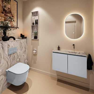 MONDIAZ TURE-DLUX 80cm toiletmeubel Clay. EDEN wastafel Glace positie rechts. Zonder kraangat.
