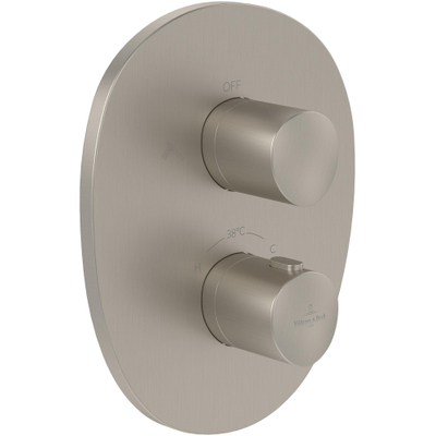 Villeroy & Boch Antao Inbouwthermostaat met tweeweg stopkraan - Matt Brushed Nickel (RVS)