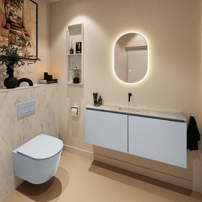 MONDIAZ TURE-DLUX 120cm toiletmeubel Clay. EDEN wastafel Opalo positie midden. Zonder kraangat.