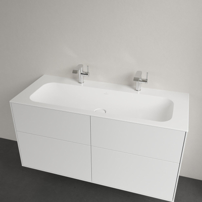 Villeroy & Boch Finion meubelwastafel met 2 kraangaten 120x50cm Ceramic+ zonder overloop stone white