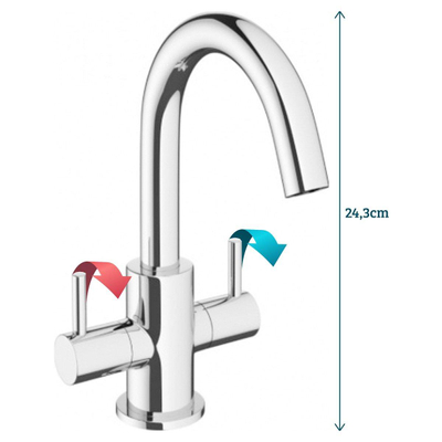 Crosswater Tray Wastafelkraan - 24.3cm - 2 hendels - Chroom