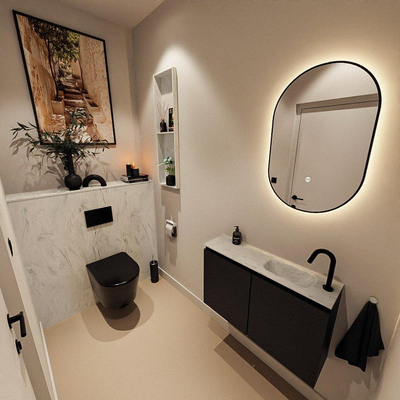 MONDIAZ TURE-DLUX 80cm toiletmeubel Urban. EDEN wastafel Opalo positie rechts. Met 1 kraangat.