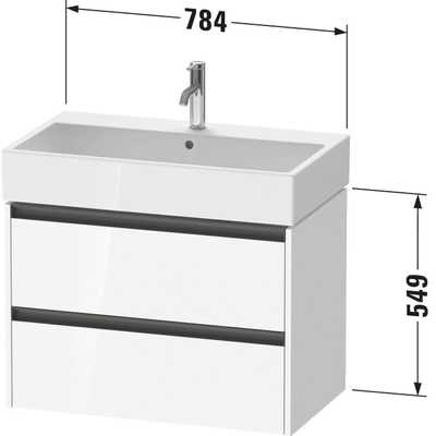 Duravit Ketho 2 wastafelonderbouwkast met 2 laden 78.4x46x54.9cm met grepen antraciet basalt mat