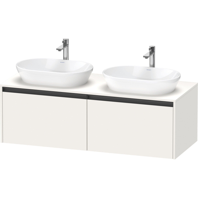 Duravit Ketho 2 wastafelonderbouwkast incl. consoleplaat met 2 laden voor dubbele waskommen 140x55x45.9cm met handgrepen antraciet wit supermat