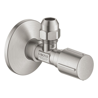 GROHE hoekstopkraan knel met teflon dichtingsring 1/2x3/8 m. metalen greep supersteel