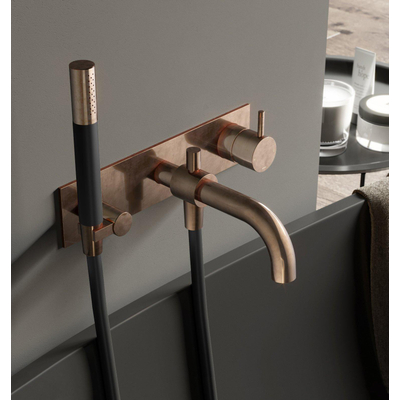 Hotbath Cobber afbouwdeel inbouw douche en badmengkraan automatische omstelinrichting met doucheslang en handdouche verouderd messing