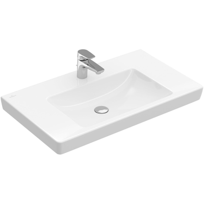 Villeroy & Boch Subway 2.0 meubelwastafel geslepen 80x47cm met kraangat met overloop ceramic+ wit