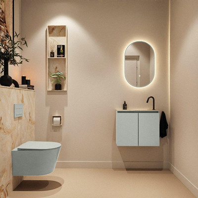 MONDIAZ TURE-DLUX 60cm toiletmeubel Greey. EDEN wastafel Frappe positie rechts. Met 1 kraangat.