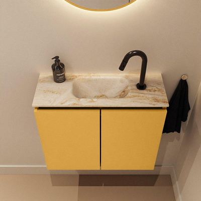 MONDIAZ TURE-DLUX 60cm toiletmeubel Ocher. EDEN wastafel Frappe positie midden. Met 1 kraangat.