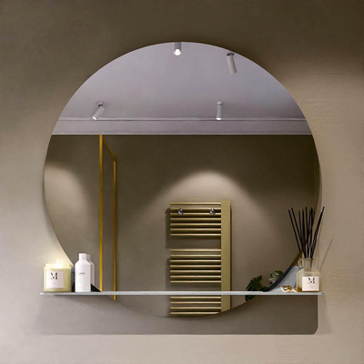 Mondiaz SPOT Badkamerspiegel - rond 120cm - spiegelplanchet - kleur Plata