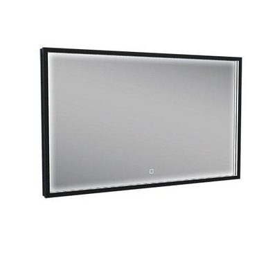 Wiesbaden Avi spiegel rechthoek met LED, dimbaar en spiegelverwarming 100 x 60 cm mat zwart