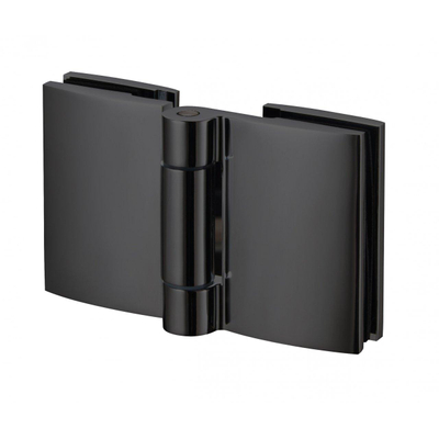 Van Rijn Products ST05 Vijfhoek cabine 87-89x200cm helder clear glas 8 mm, zwart stabilisatiestang over glas + greep. SHOWROOMMODEL