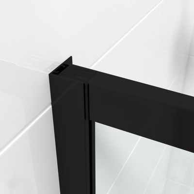 Saniclass ID06 Quick Fit Badwand - 2 delige schuifdeur - 170x150cm - 6mm veiligheidsglas - anti kalk - mat zwart