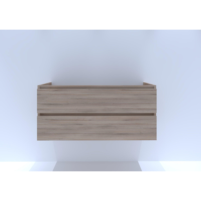 HR badmeubelen Infinity Wastafelonderkast - 120x44.8x55cm - 2 lades - greeploos - enkele sifonuitsparing rockford oak