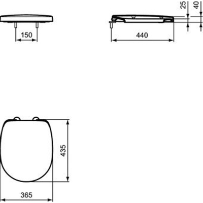 Ideal Standard Connect closetzitting met deksel m. doorlopende scharnierpen, RVS scharnieren wit