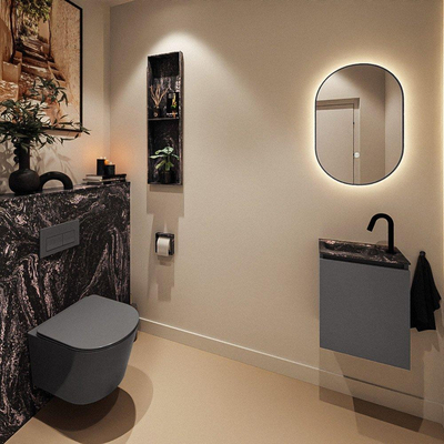 MONDIAZ TURE-DLUX 40cm toiletmeubel Dark Grey. EDEN wastafel Lava positie links. Met 1 kraangat.