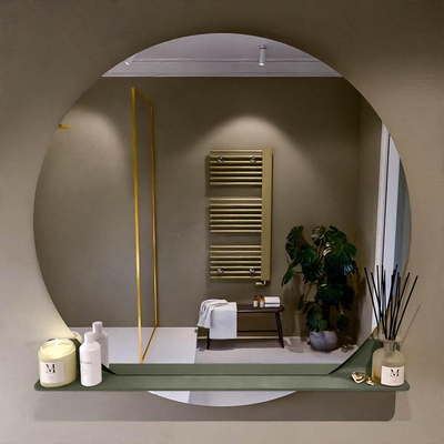 Mondiaz SPOT Badkamerspiegel - rond 120cm - spiegelplanchet - kleur Army